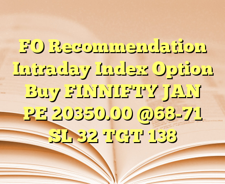 FO Recommendation
Intraday Index Option Buy FINNIFTY JAN PE 20350.00 @68-71 SL 32 TGT 138
