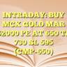 INTRADAY: BUY MCX GOLD MAR 62000 PE AT 650 TP 730 SL 595 (CMP-650)