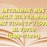 INTRADAY: BUY MCX SILVER MAR AT 71034 TP 71500 SL 70750 (CMP-71034)