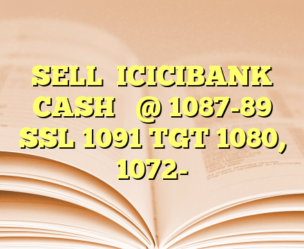 SELL

ICICIBANK CASH 

@ 1087-89
SSL 1091
TGT 1080, 1072-