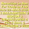 Securities in Ban For Trade in F&O Date 22-MAR-2024:
1 BALRAMCHIN
2 BIOCON
3 INDUSTOWER
4 PEL
5 SAIL
6 TATACHEM
7 ZEEL