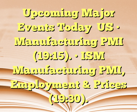 Upcoming Major Events Today

US
• Manufacturing PMI (19:15).
• ISM Manufacturing PMI, Employment & Prices (19:30).