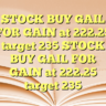 STOCK BUY GAIL FOR  GAIN  at 222.25
target  235 STOCK BUY GAIL FOR  GAIN  at 222.25
target  235