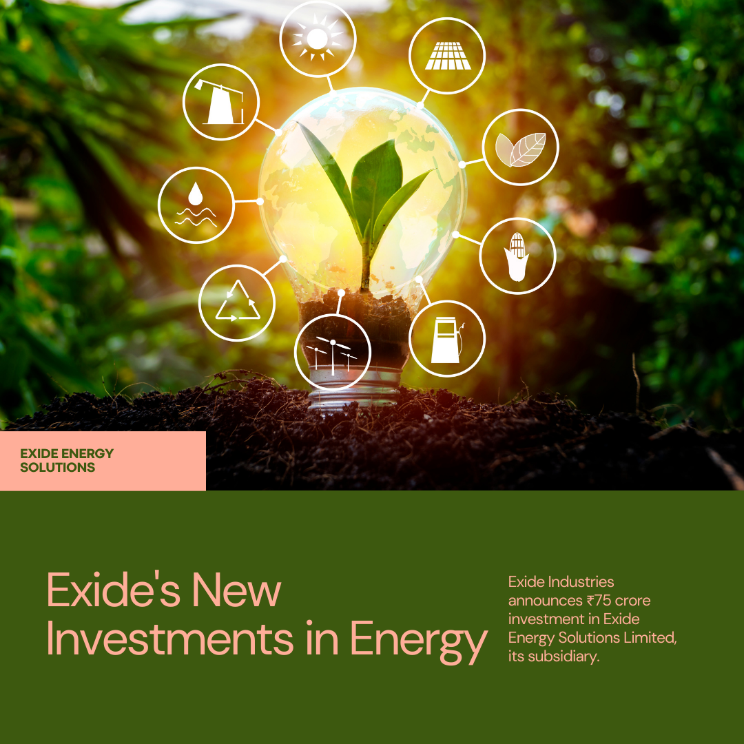 Stocks in News: Exide Industries Invests ₹75 Crore in Exide Energy Solutions Limited