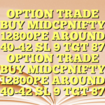 OPTION TRADE  BUY MIDCPNIFTY 12800PE AROUND 40-42 SL 9 TGT 87 OPTION TRADE  BUY MIDCPNIFTY 12800PE AROUND 40-42 SL 9 TGT 87