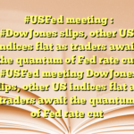 ‌#USFed meeting  : #DowJones slips, other US indices flat as traders await the quantum of Fed rate cut
 ‌#USFed meeting DowJones slips, other US indices flat as traders await the quantum of Fed rate cut