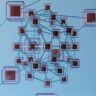 Blockchain network visualization representing crypto market connectivity