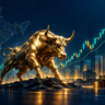 Indian market close with rising chart and cryptocurrency symbols